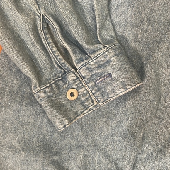 Vintage Kathy Che Chambray Button Down Shirt size 18 90's Embroidered Denim - Picture 4 of 11